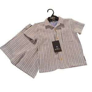 Ben Sherman 2 Piece Striped Shirt & Shorts Set - Blue and White Size 24M
